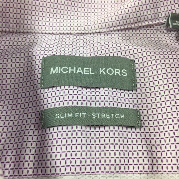 Michael Kors Men's Button Down Shirt White Purple - Picture 3 of 6